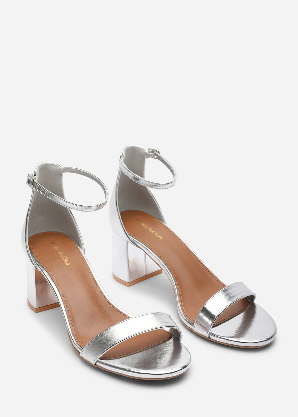 Where's That From Beacon Ankle Strap Block Heel Silver Metallic Sandals - 5 Image 4