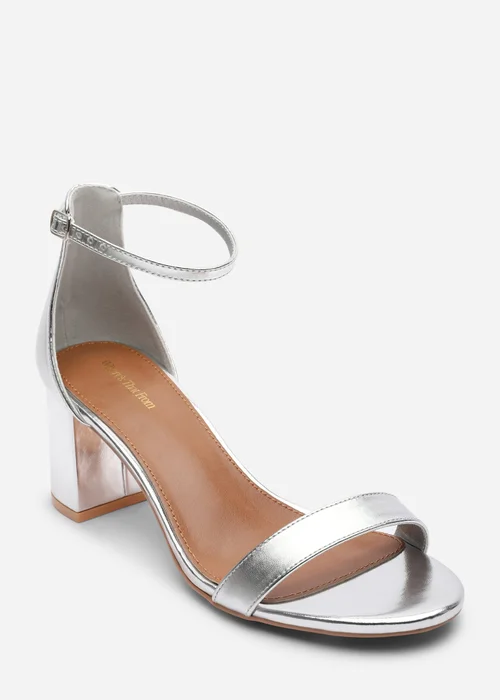 Where's That From Beacon Ankle Strap Block Heel Silver Metallic Sandals - 5 Image 3