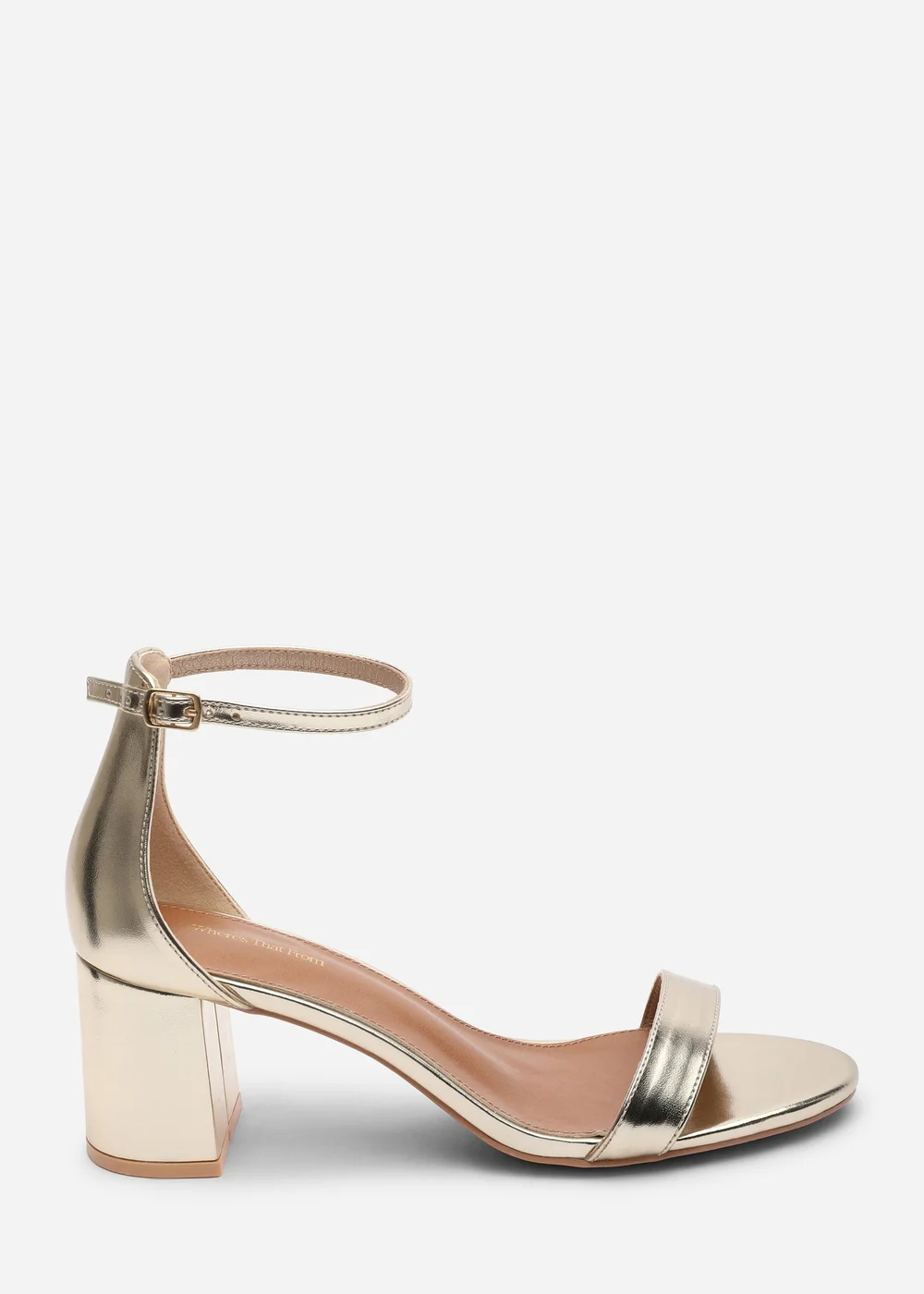 Where's That From Beacon Ankle Strap Block Heel Gold Metallic Sandals - 6 Image 1