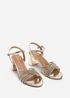Where's That From Bellini Cross Over Diamante Strap Gold Metallic Block Heel Sandals - 5 Image 4