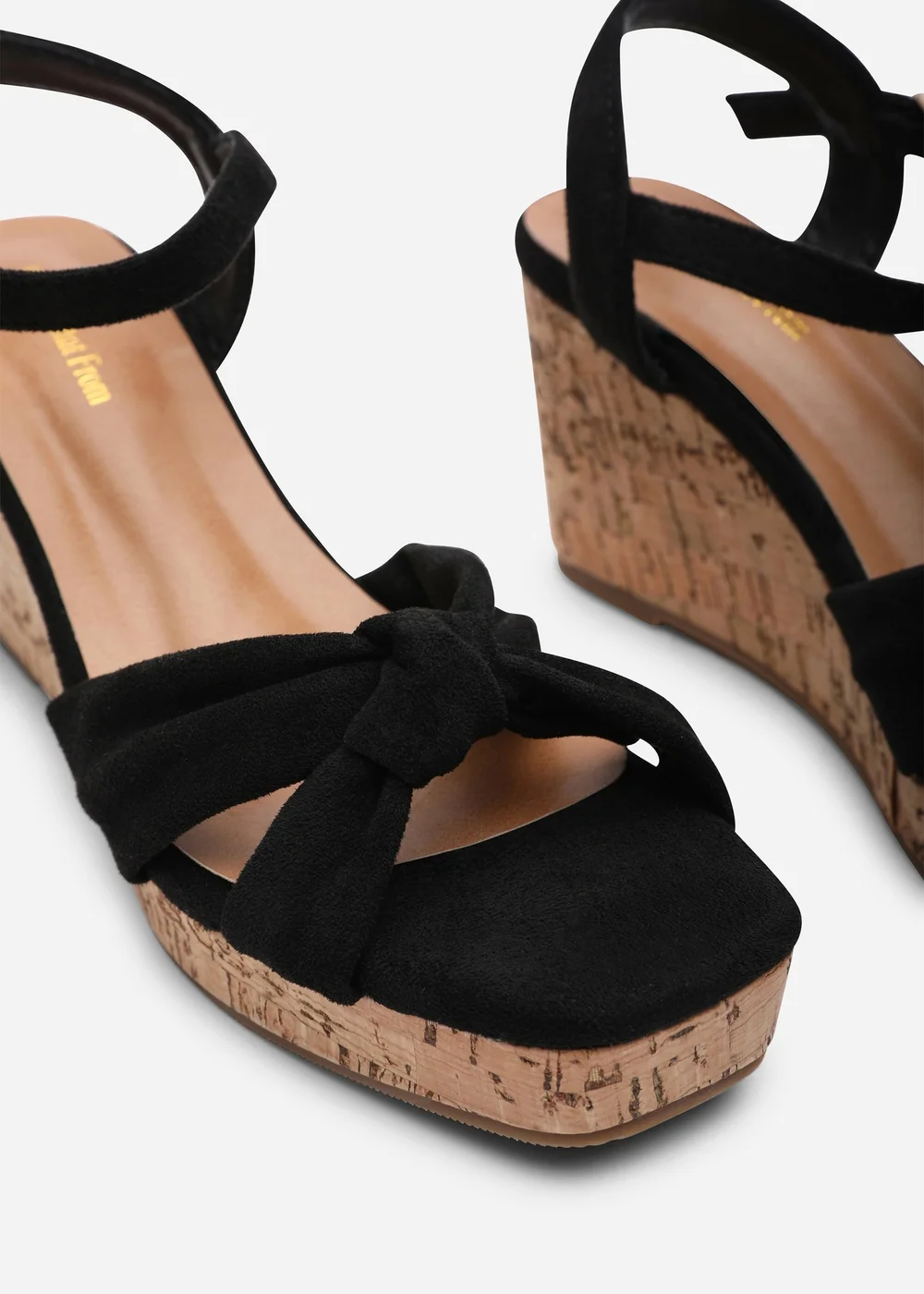 Where's That From Mystique Platform Knot Detail Black Faux Suede Wedge - 7 Image 5