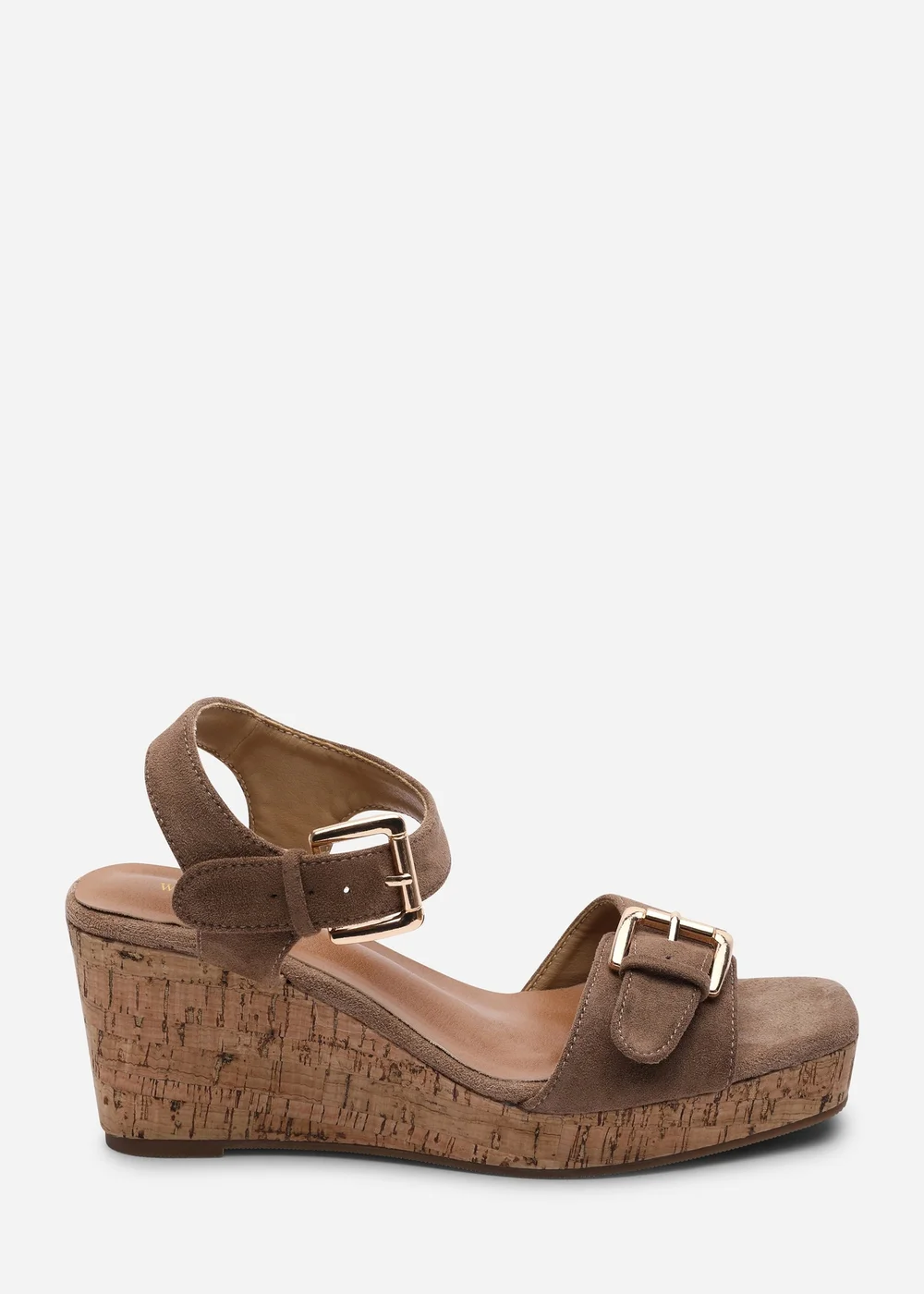 Where's That From Olivine Double Strap Platform Camel Faux Suede Wedge - 4 Image 1