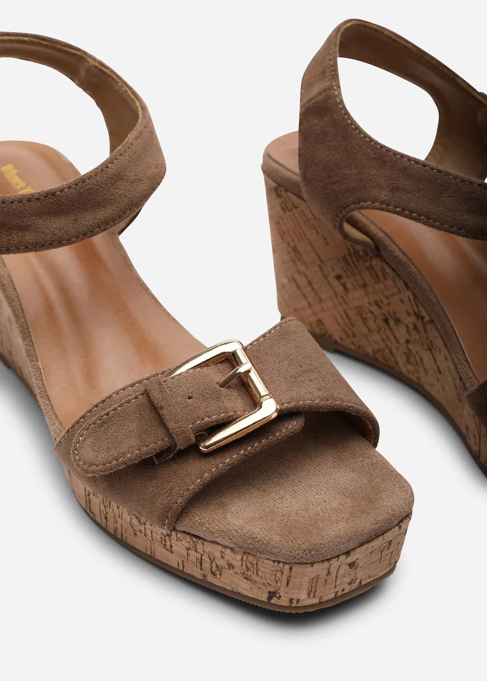 Where's That From Olivine Double Strap Platform Camel Faux Suede Wedge - 4 Image 5
