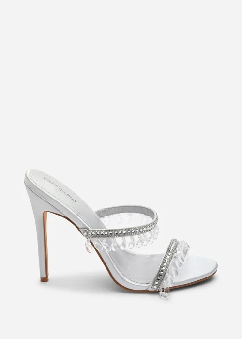 Where's That From Crispine Silver Beaded High Heel Mule Sandals - 4 Image 1