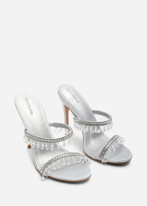 Where's That From Crispine Silver Beaded High Heel Mule Sandals - 4 Image 4