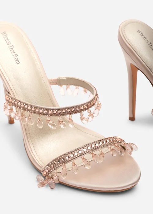Where's That From Crispine Champagne Beaded High Heel Mule Sandals - 8 Image 5