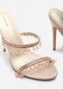Where's That From Crispine Champagne Beaded High Heel Mule Sandals - 8 Image 5