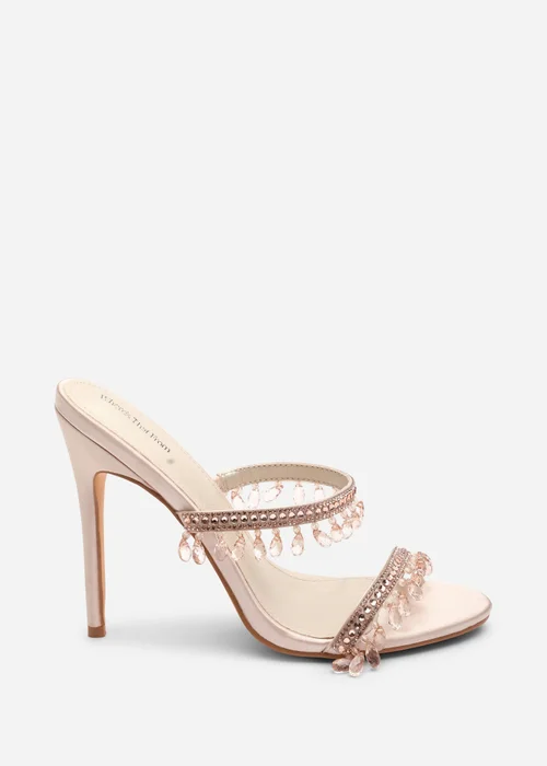Where's That From Crispine Champagne Beaded High Heel Mule Sandals - 6 Image 1