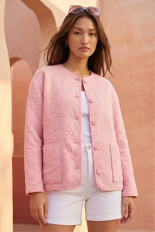 Roman Pink Patterned Pocket Edge Jacket - 10 Image 1