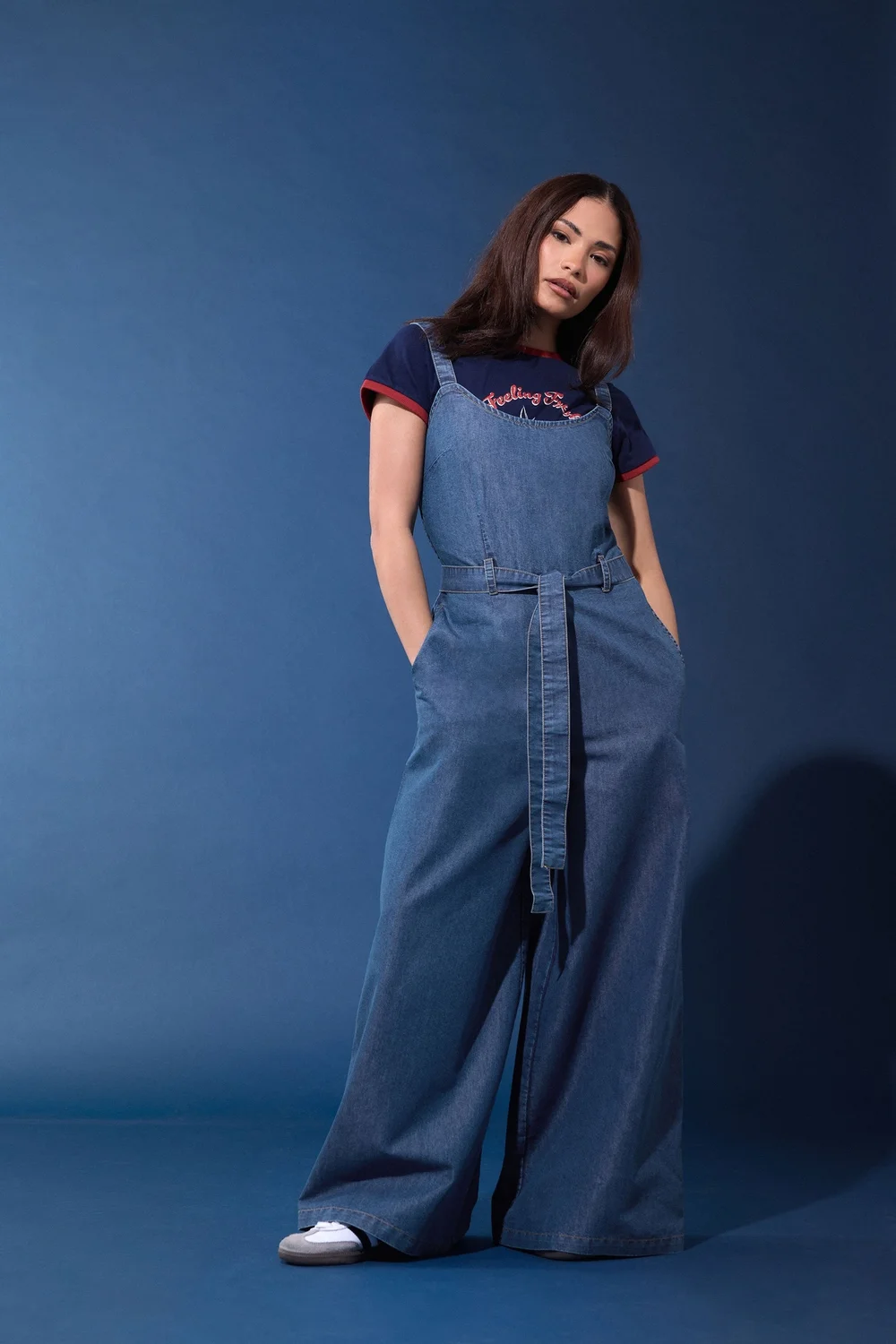 PixieGirl Petite Blue Denim Wide Leg Jumpsuit - 14 Image 1