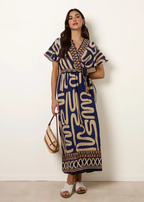 Blue Vanilla Navy Dress With Abstract Print - S/M Image 1