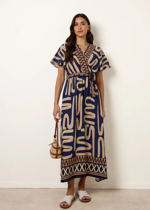 Blue Vanilla Navy Dress With Abstract Print - S/M Image 3