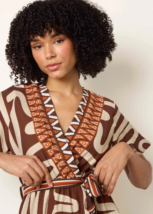 Blue Vanilla Brown Dress With Abstract Print - M/L Image 2