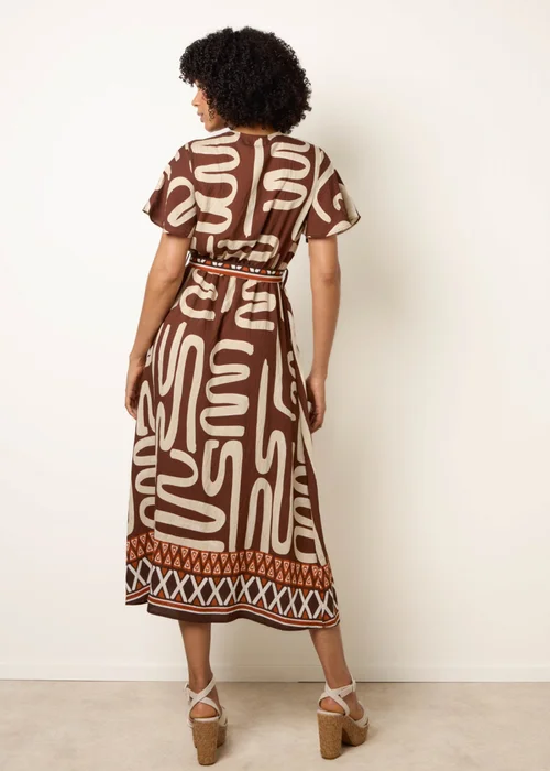 Blue Vanilla Brown Dress With Abstract Print - M/L Image 4