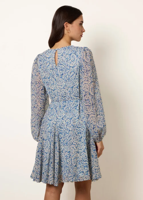 Blue Vanilla Blue Puff Sleeve Godet Dress With Self Tie - 14 Image 4