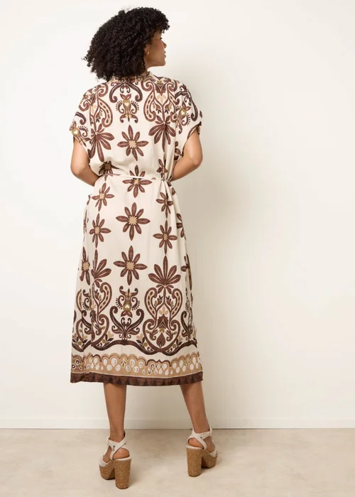 Blue Vanilla Brown Dress With Bold Floral Print - One Size Image 4