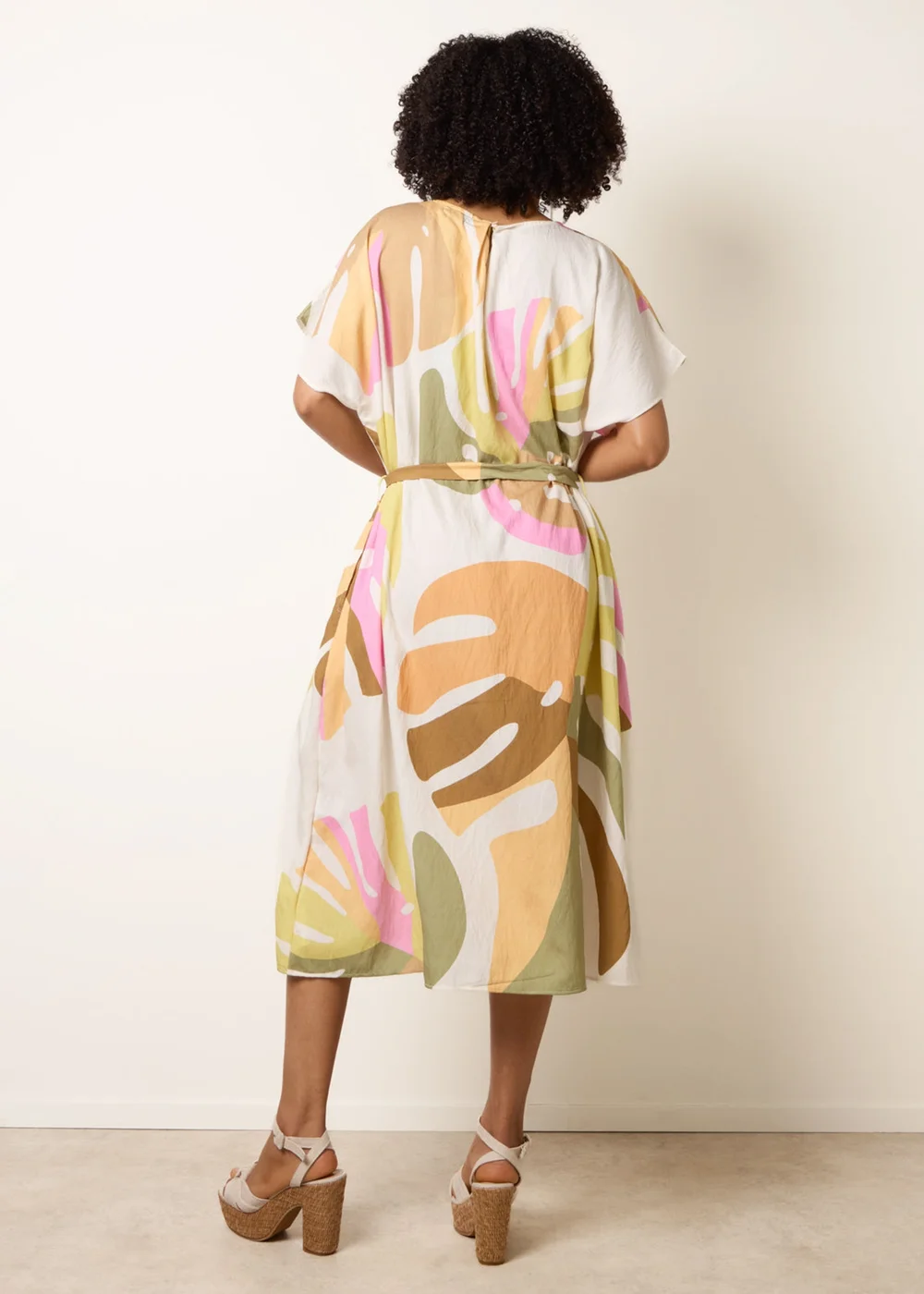 Blue Vanilla Multi Vibrant Oversized Tie Waist Crew Neck Midi Dress - One Size Image 4