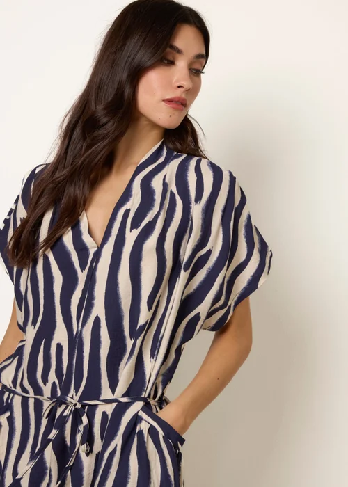 Blue Vanilla Navy Zebra Print Dress - One Size Image 2