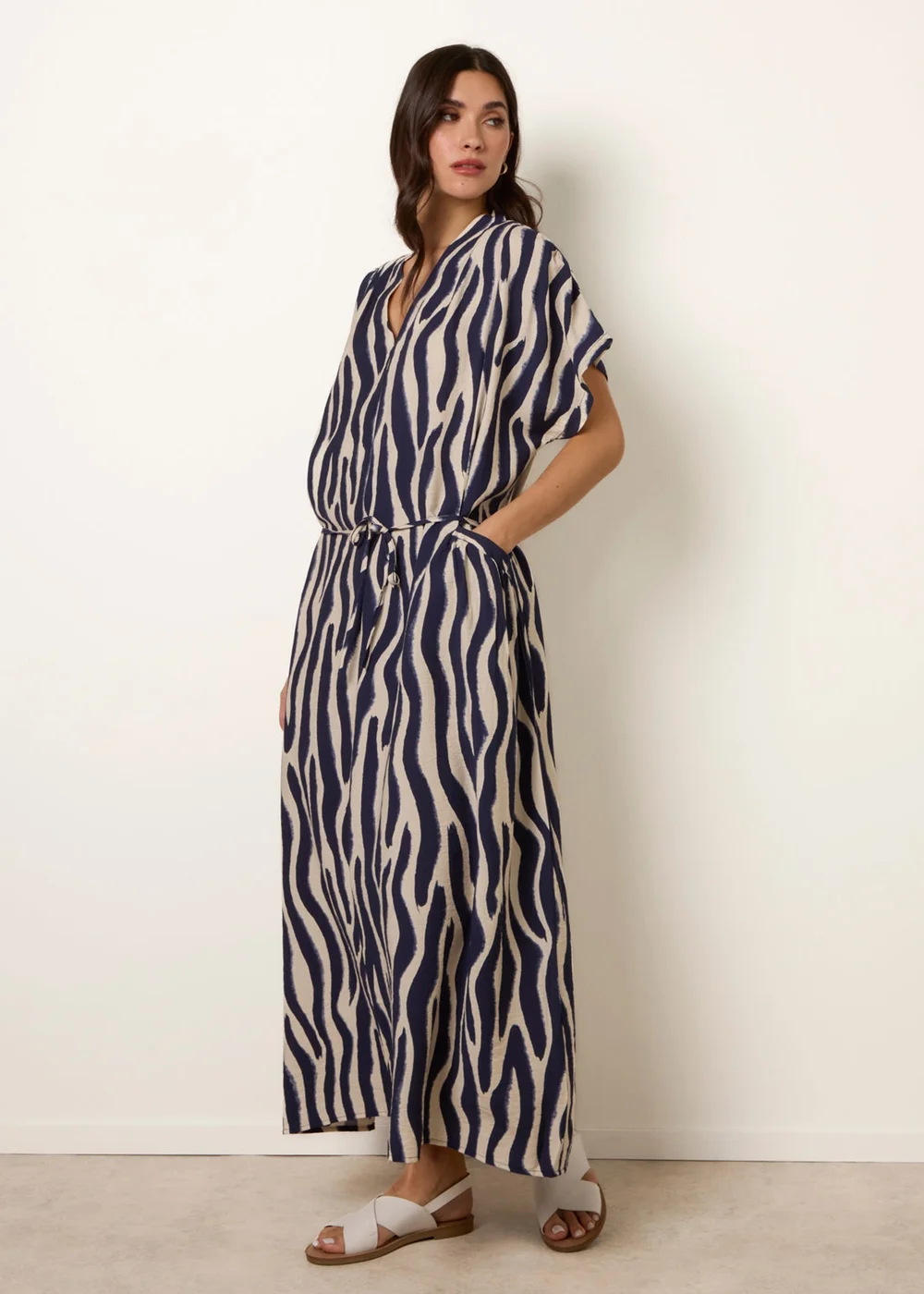 Blue Vanilla Navy Zebra Print Dress - One Size Image 1