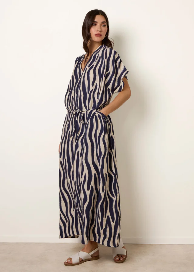 Blue Vanilla Navy Zebra Print Dress