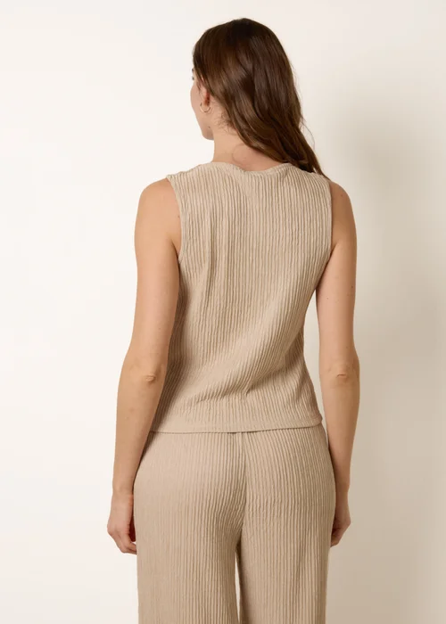 Blue Vanilla Stone Crew Neck Button Through Vest - S Image 4