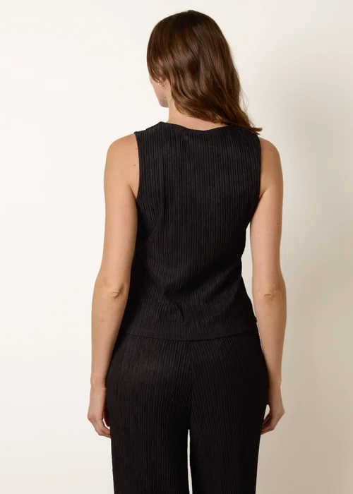 Blue Vanilla Black Crew Neck Button Through Vest - S Image 5