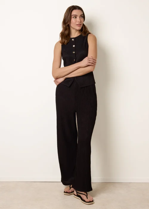 Blue Vanilla Black Crew Neck Button Through Vest - S Image 3