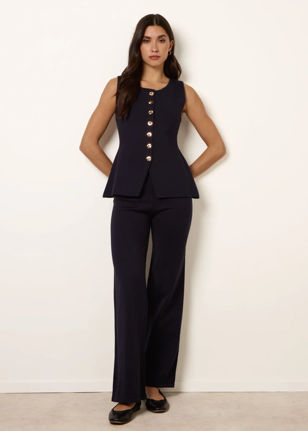 Blue Vanilla Navy Set With Gold Button - S/M Image 1