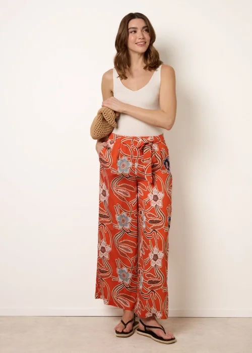 Blue Vanilla Orange Paper Bag Tie Waist Wide Leg Trousers - M Image 1