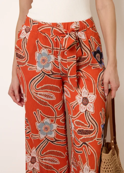 Blue Vanilla Orange Paper Bag Tie Waist Wide Leg Trousers - M Image 3