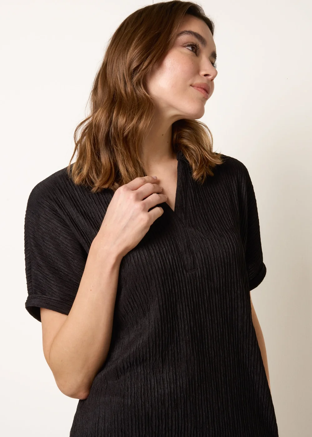 Blue Vanilla Black Grandad Collar Oversized Top - S Image 3