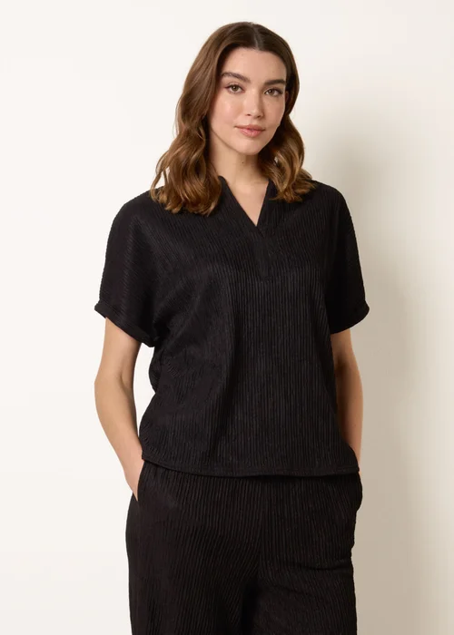 Blue Vanilla Black Grandad Collar Oversized Top - S Image 1