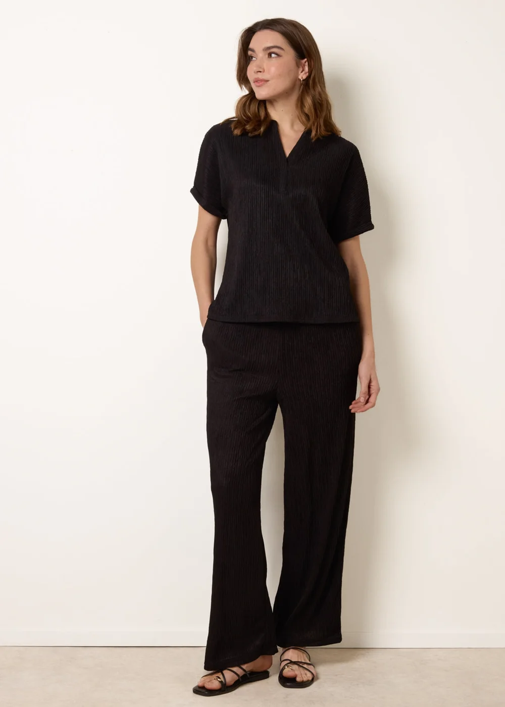 Blue Vanilla Black Grandad Collar Oversized Top - S Image 2