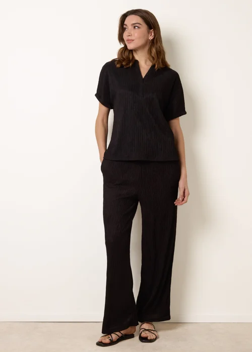 Blue Vanilla Black Grandad Collar Oversized Top - S Image 2