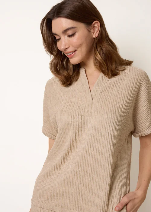 Blue Vanilla Stone Grandad Collar Oversized Top - S Image 1