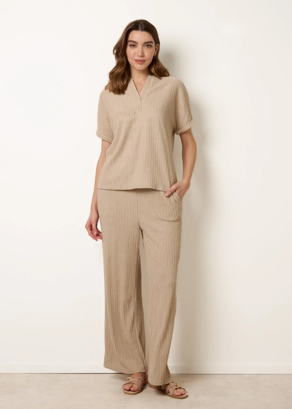 Blue Vanilla Stone Grandad Collar Oversized Top - S Image 2
