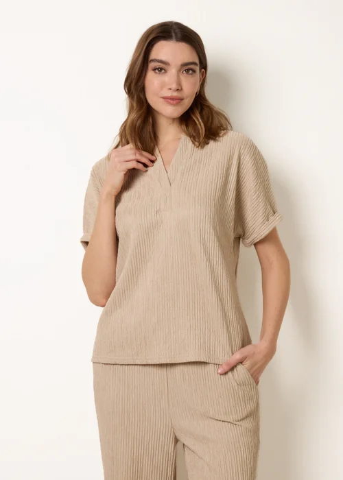 Blue Vanilla Stone Grandad Collar Oversized Top - S Image 3