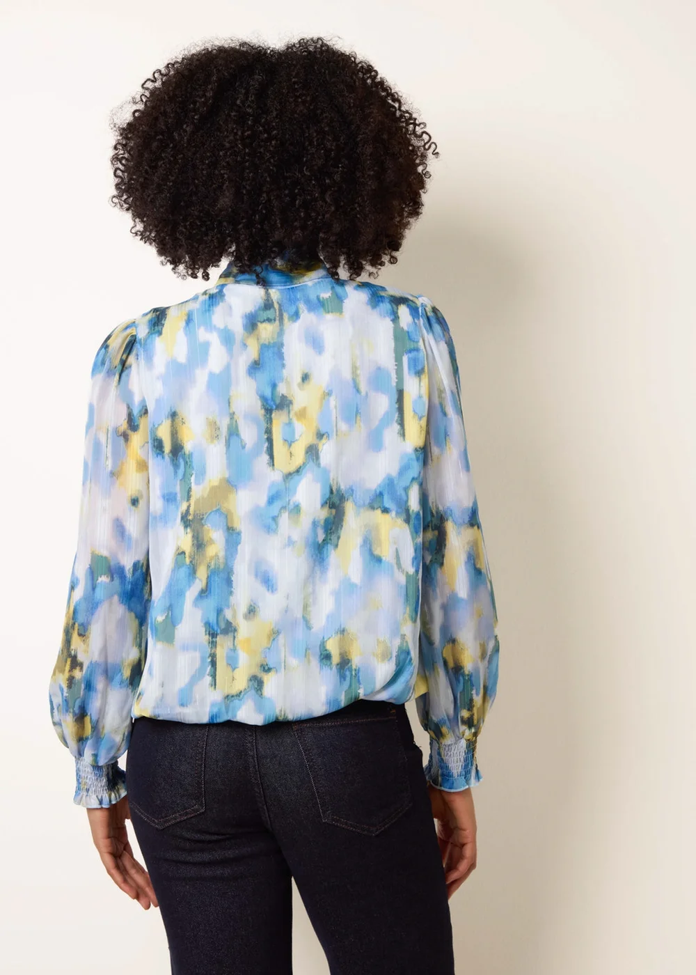 Blue Vanilla Multi Pussybow Puffball Top - M Image 4