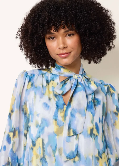 Blue Vanilla Multi Pussybow Puffball Top - M Image 2