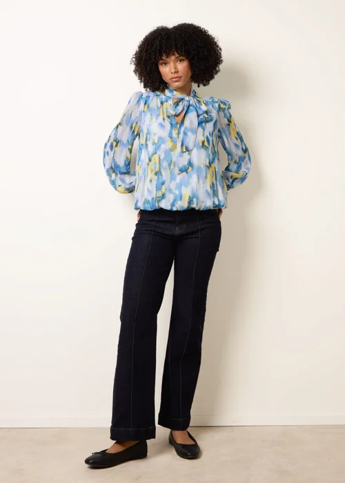 Blue Vanilla Multi Pussybow Puffball Top - M Image 3