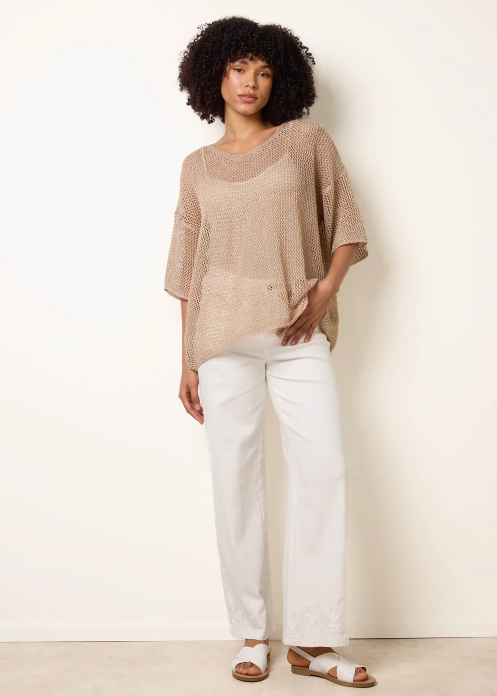 Blue Vanilla Gold V Neck Crochet Top - One Size Image 3