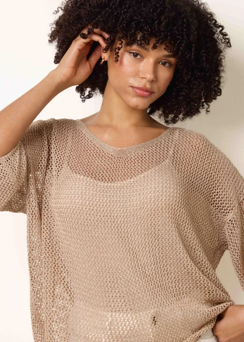 Blue Vanilla Gold V Neck Crochet Top - One Size Image 4