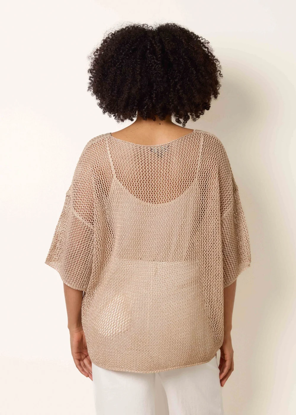 Blue Vanilla Gold V Neck Crochet Top - One Size Image 5