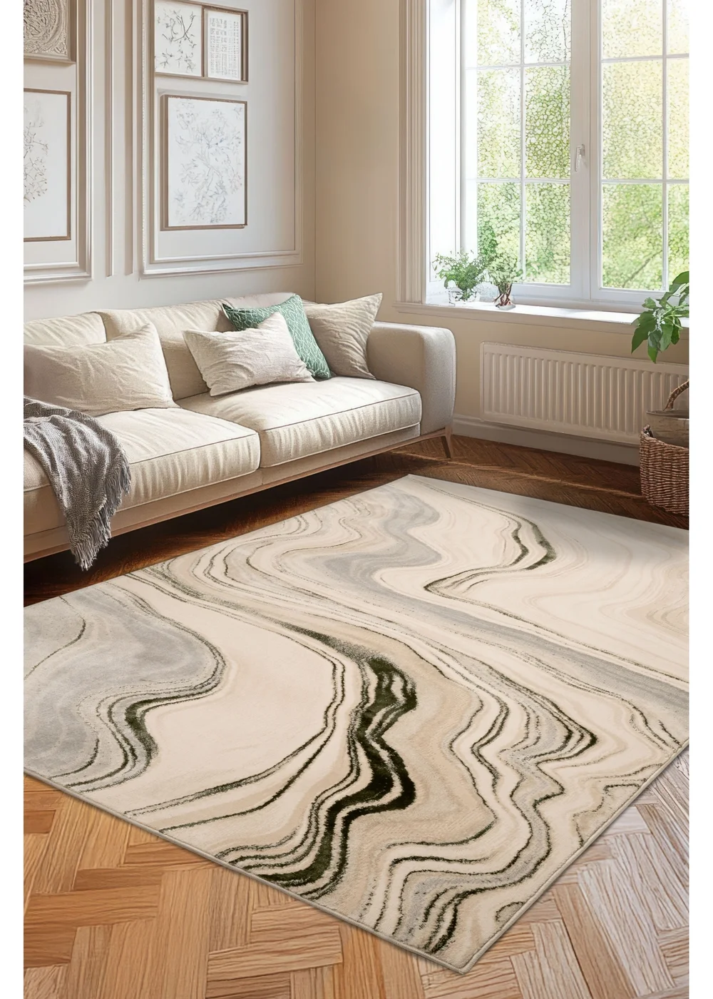Homemaker Green Dusk Watercolour Rug (140/200) - 120 x 170 Image 1