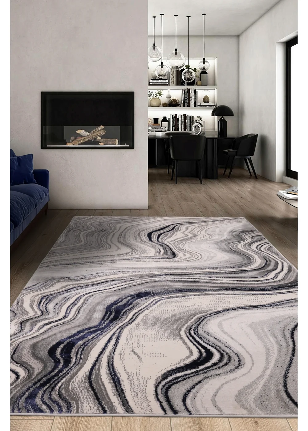 Homemaker Navy Dusk Watercolour Rug (200/290) - 120 x 170 Image 1