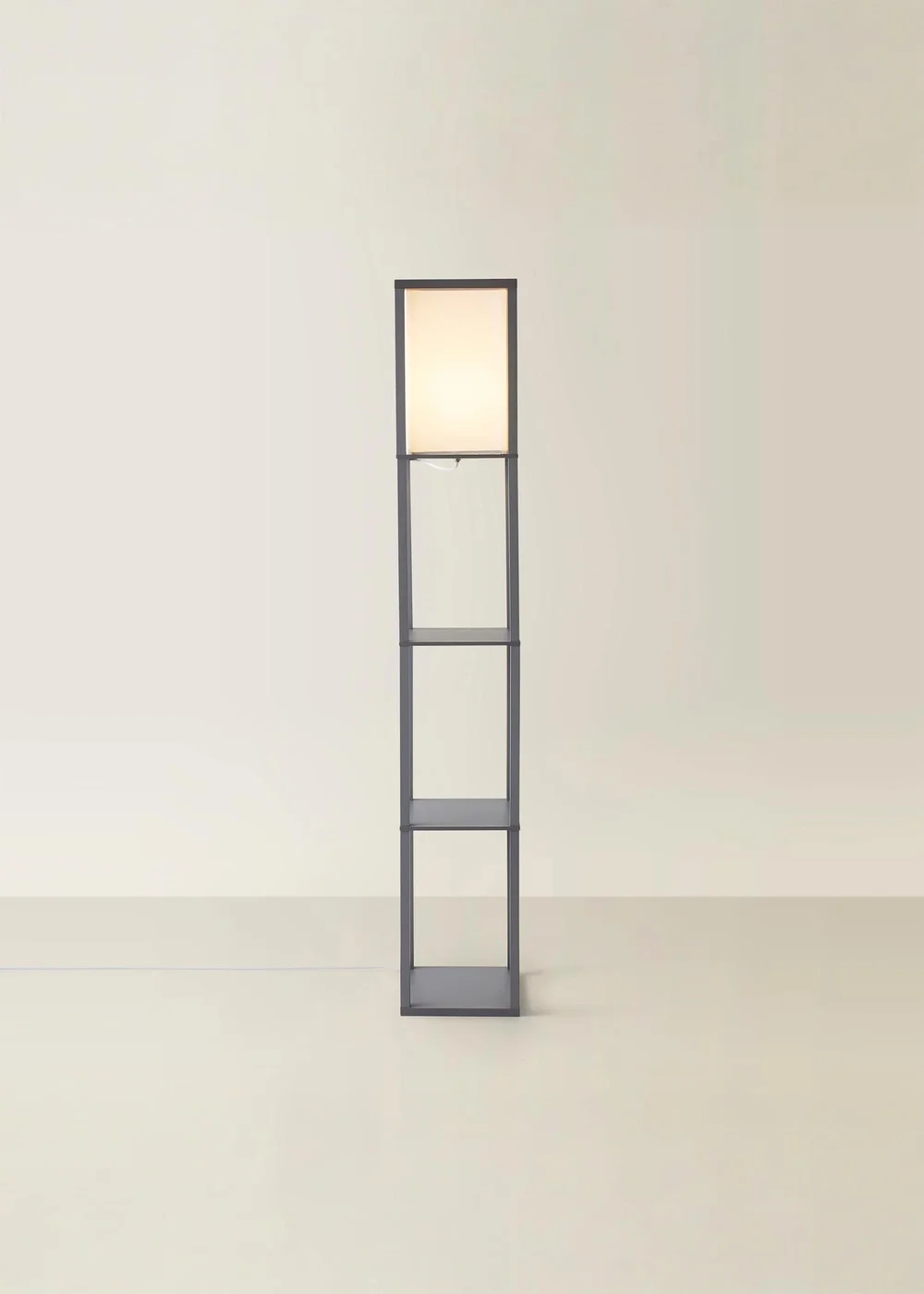 ValueLights Struttura Grey Wooden Shelves Floor Lamp - One Size Image 5