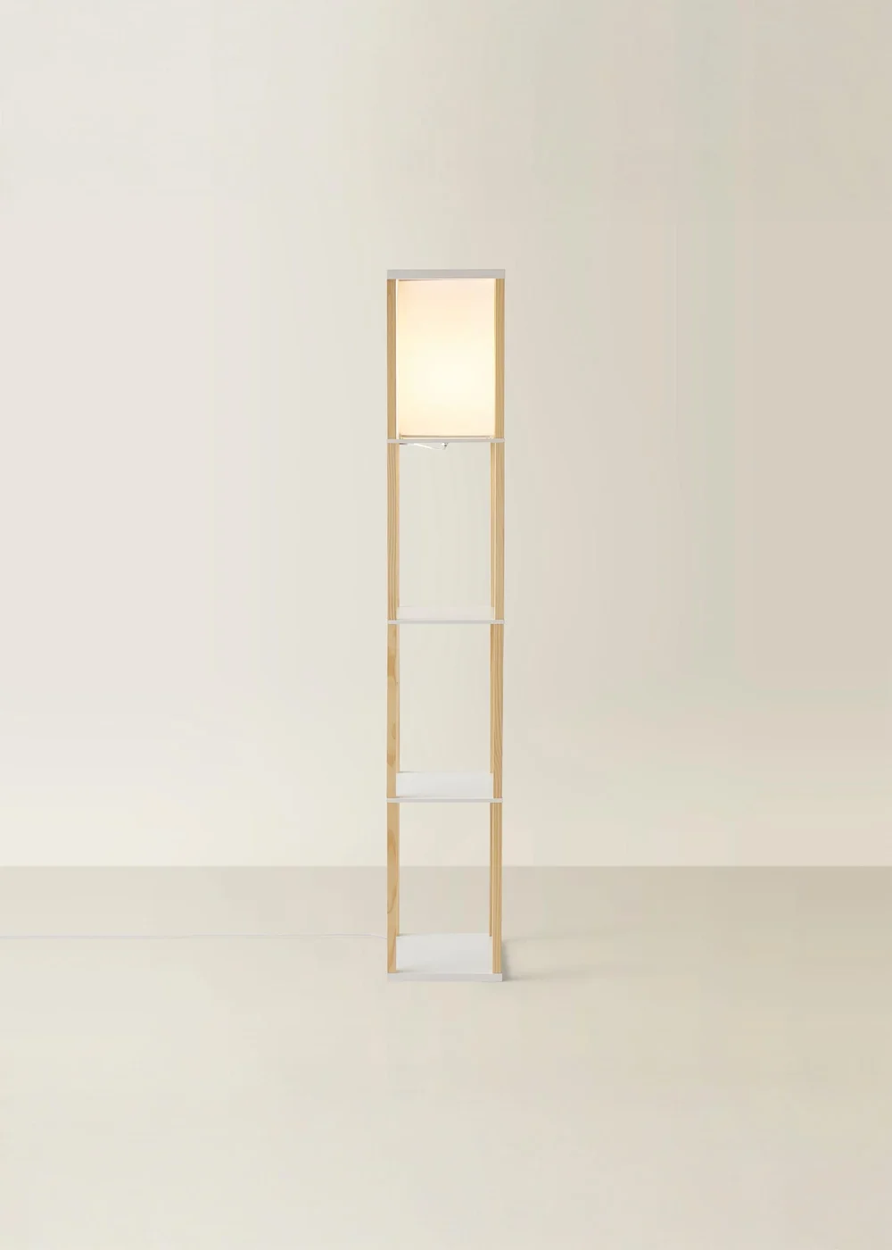 ValueLights Struttura Oak Wooden Shelves Floor Lamp - One Size Image 4
