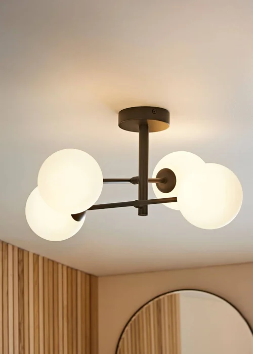 ValueLights Darla Black 4 Way Bathroom Ceiling Light with Bulbs - One Size Image 1