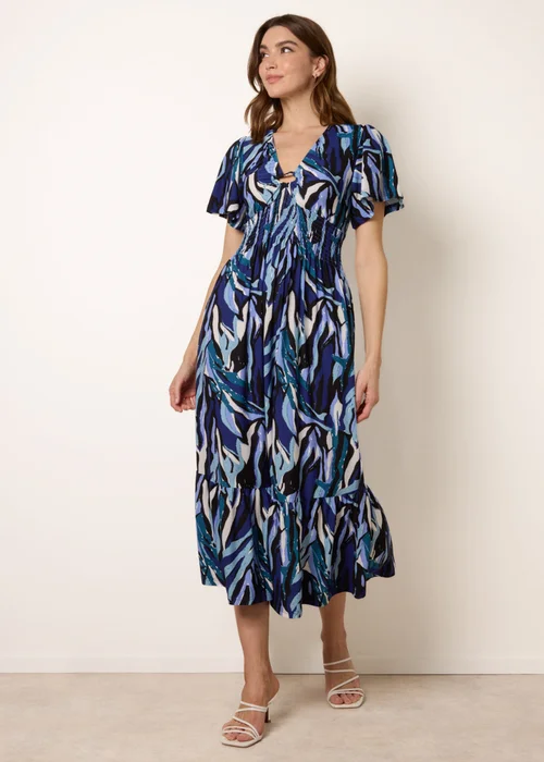 Blue Vanilla Navy Ring Detail Printed Dress - M Image 2
