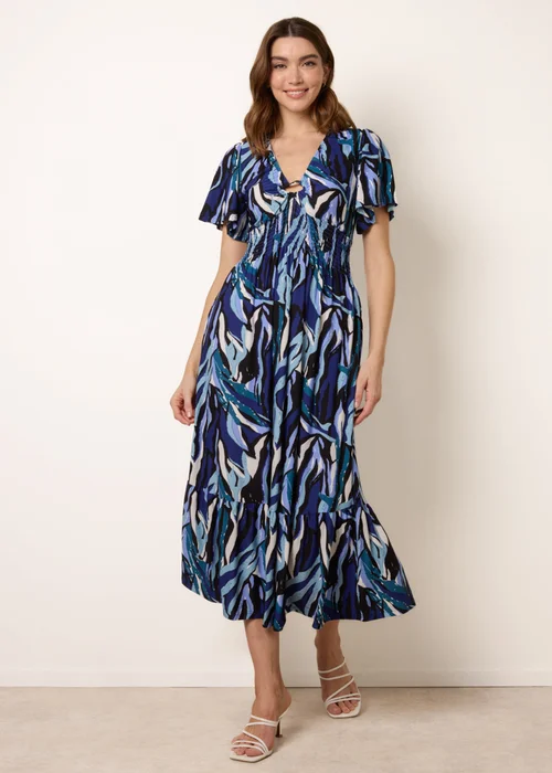 Blue Vanilla Navy Ring Detail Printed Dress - M Image 4
